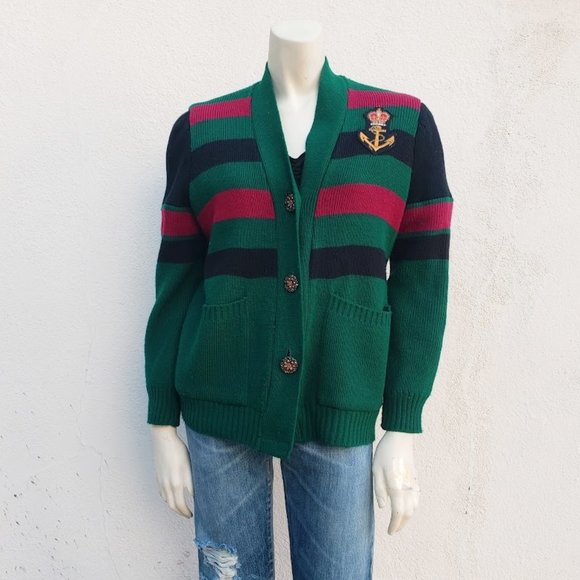 Sweaters - Vintage 90s Striped Designer Style Cardigan